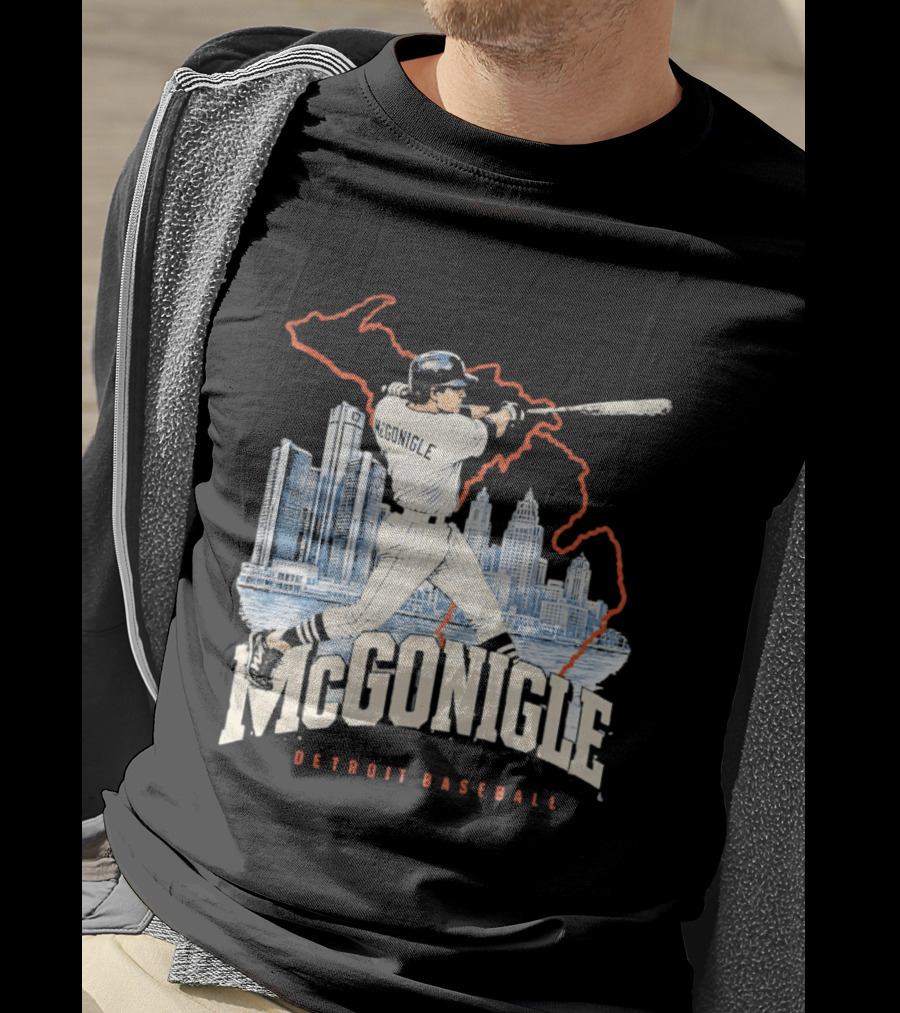 McGonigle Detroit Baseball Vintage Player Retro Skyline T-Shirt