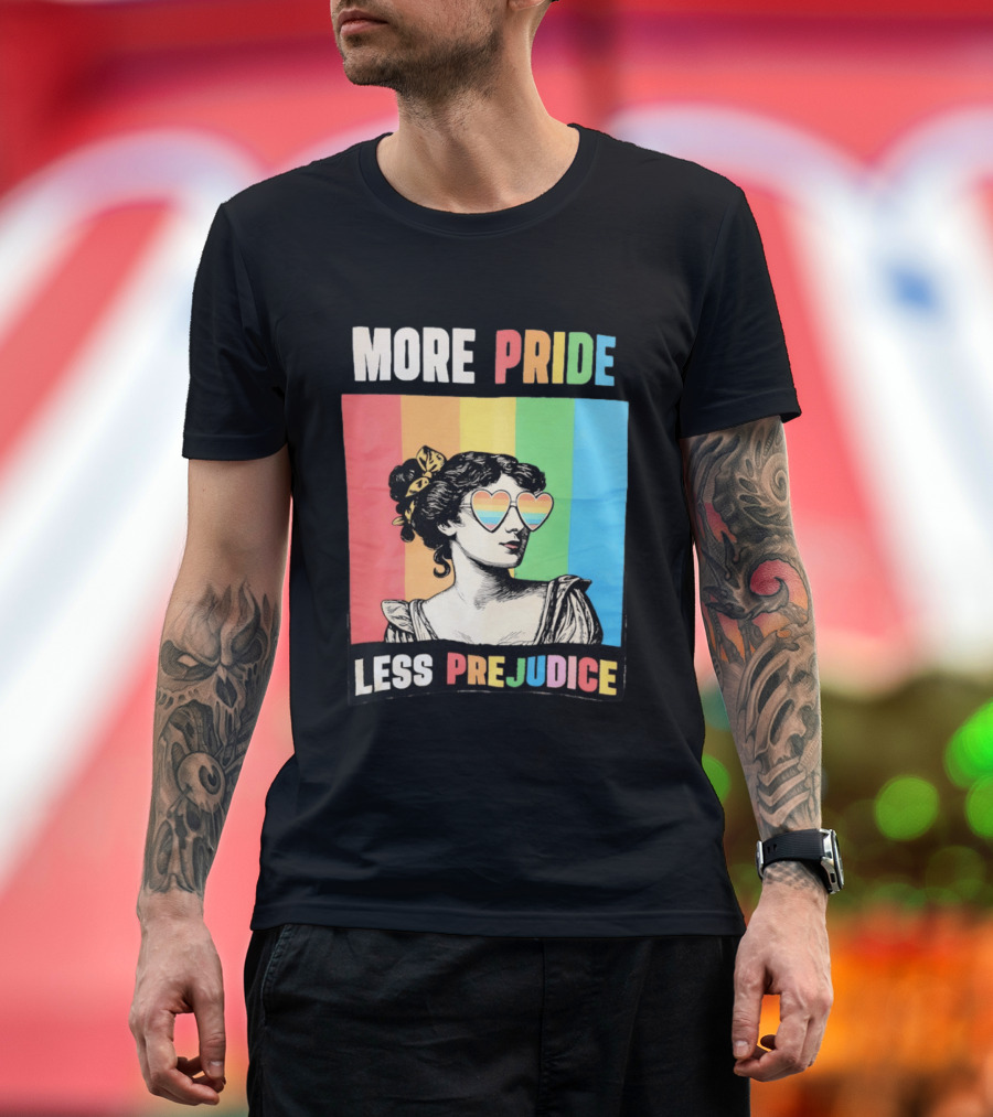 More Pride Less Prejudice Rainbow Heart Sunglasses Regency T-Shirt