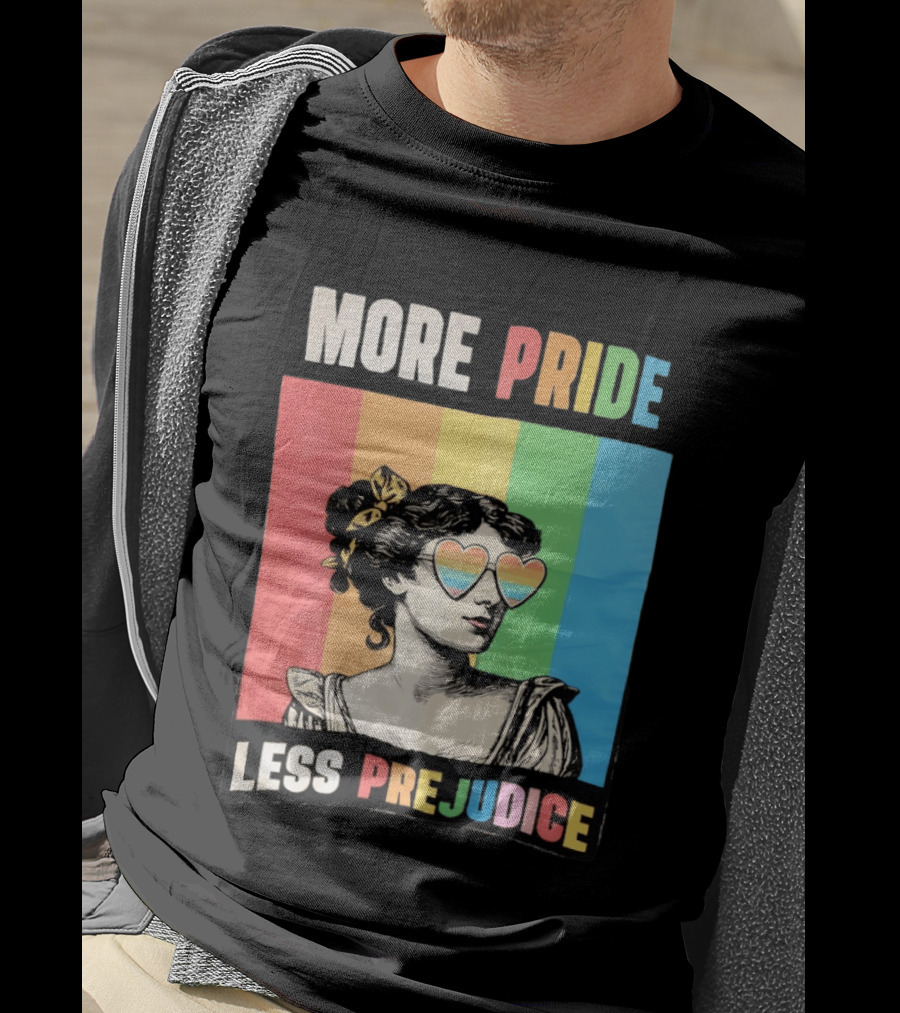 More Pride Less Prejudice Rainbow Heart Sunglasses Regency T-Shirt