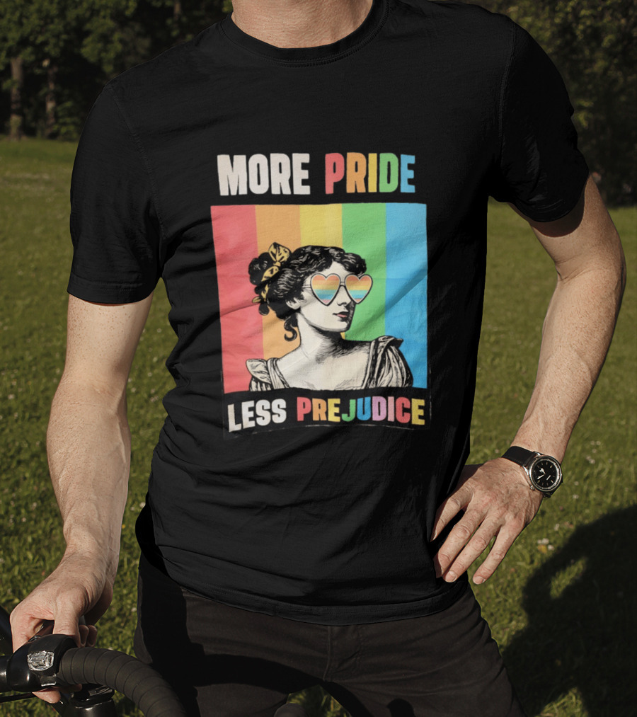 More Pride Less Prejudice Rainbow Heart Sunglasses Regency T-Shirt