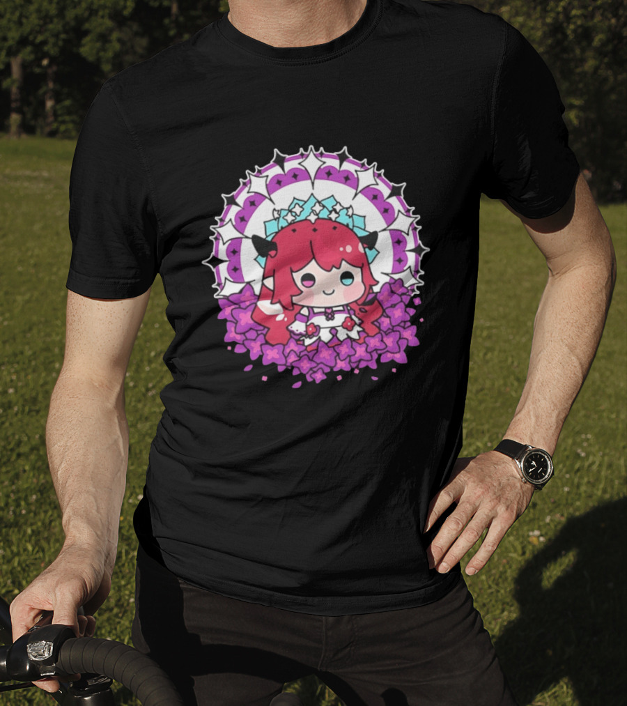 Chibi Hope Pink Hair Cute Anime Character Surrounded By Mandala And Flowers T-Shirt
