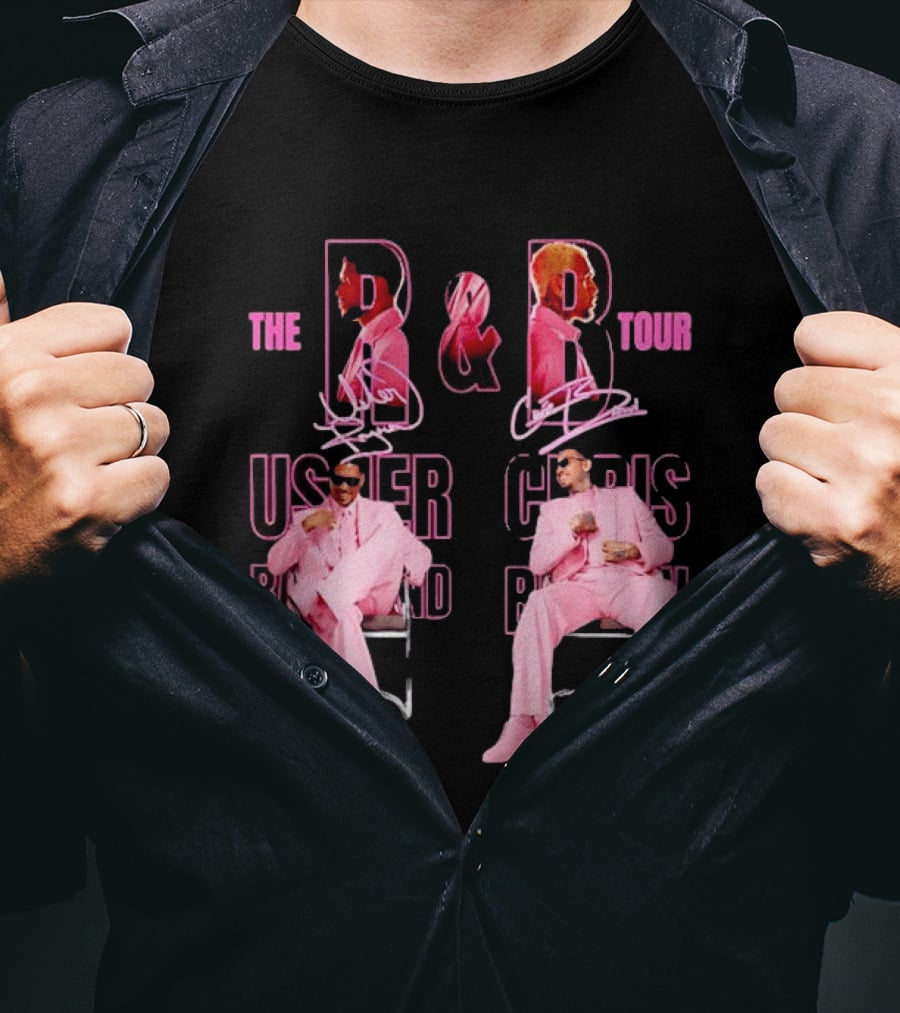 The B And B Tour Usher Chris Brown Pink Suits T-Shirt