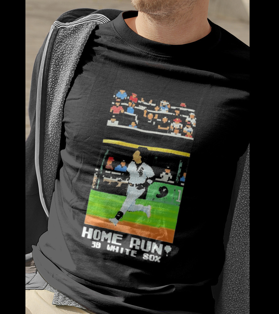 Home Run 3B White Sox Pixel Baseball T-Shirt