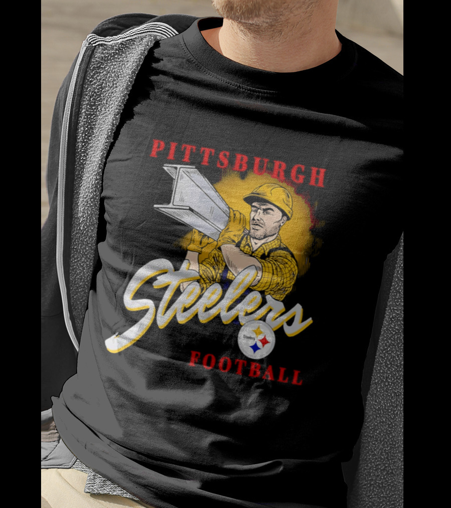 Pittsburgh Steelers Football Worker Steel Beam Icon With Team T-Shirt