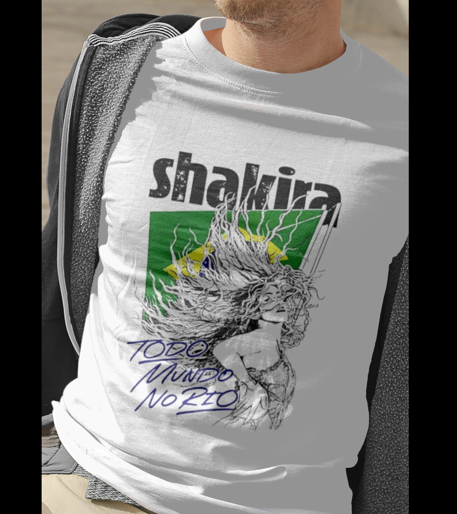 Shakira Todo Mundo No Rio Brazil Flag T-Shirt