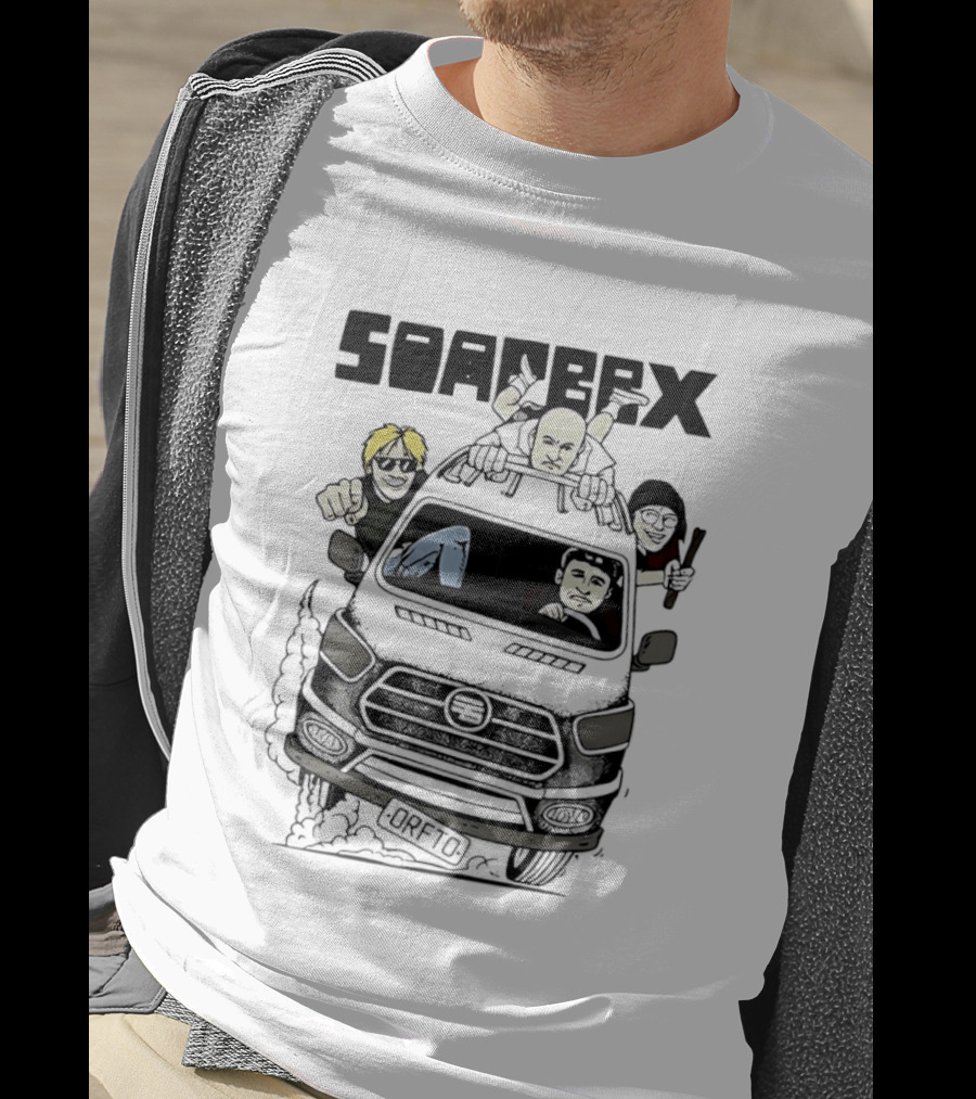 Soapbox Cartoon Van Adventure With Four Characters T-Shirt