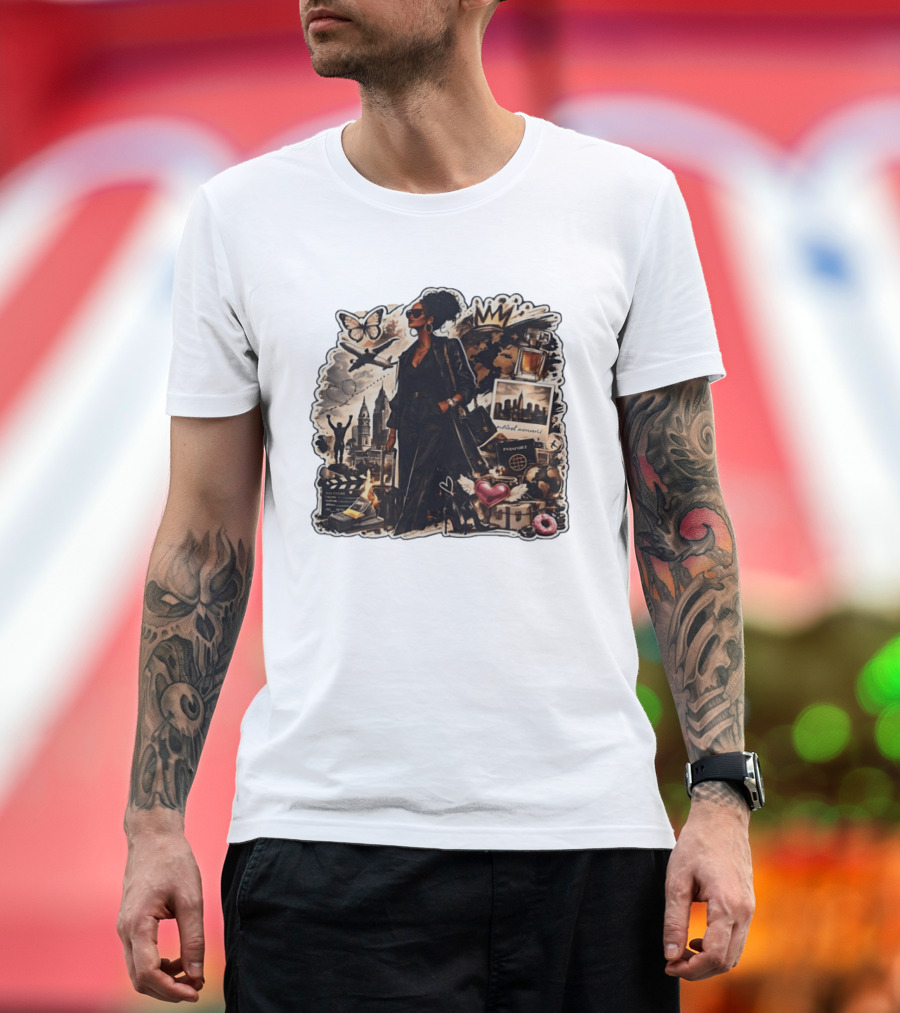 Stylish Woman Traveling With Passport Perfect Moments World Adventure T-Shirt