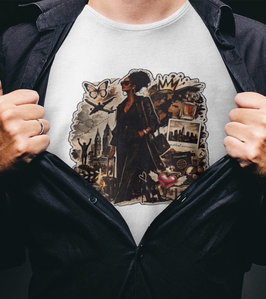 Stylish Woman Traveling With Passport Perfect Moments World Adventure T-Shirt