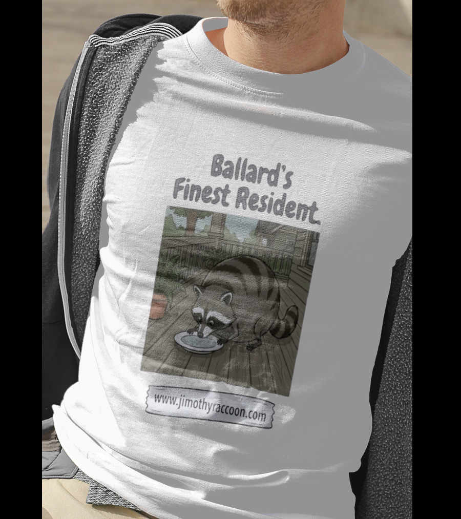 Ballard's Finest Resident Jimothy Raccoon Website Text Visual T-Shirt