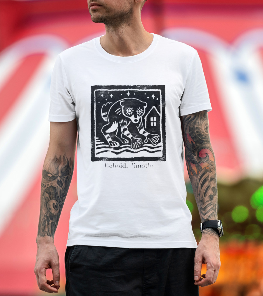 Behold Jimothy Raccoon Under Starry Night Sky T-Shirt