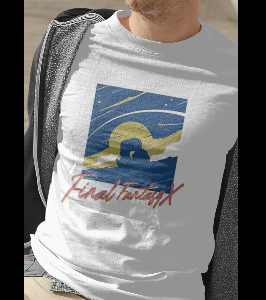 Final Fantasy X Romantic Couple Under Moonlit Sky T-Shirt