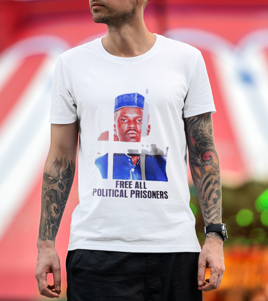 Free All Political Prisoners Protest Activism Painting Blue Beret T-Shirt