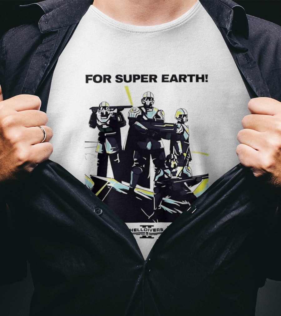 Helldivers II For Super Earth Video Game Soldiers T-Shirt