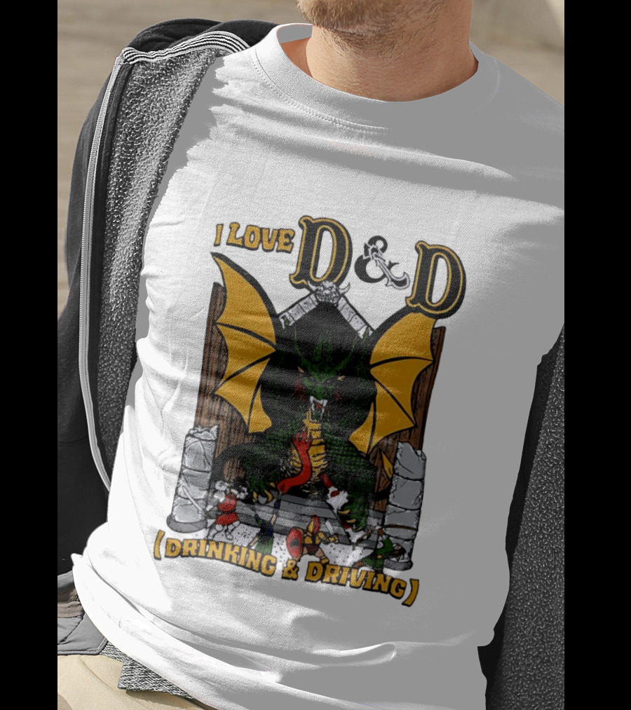 I Love D&D Drinking And Driving Dungeons And Dragons Dragon Fantasy Adventure T-Shirt