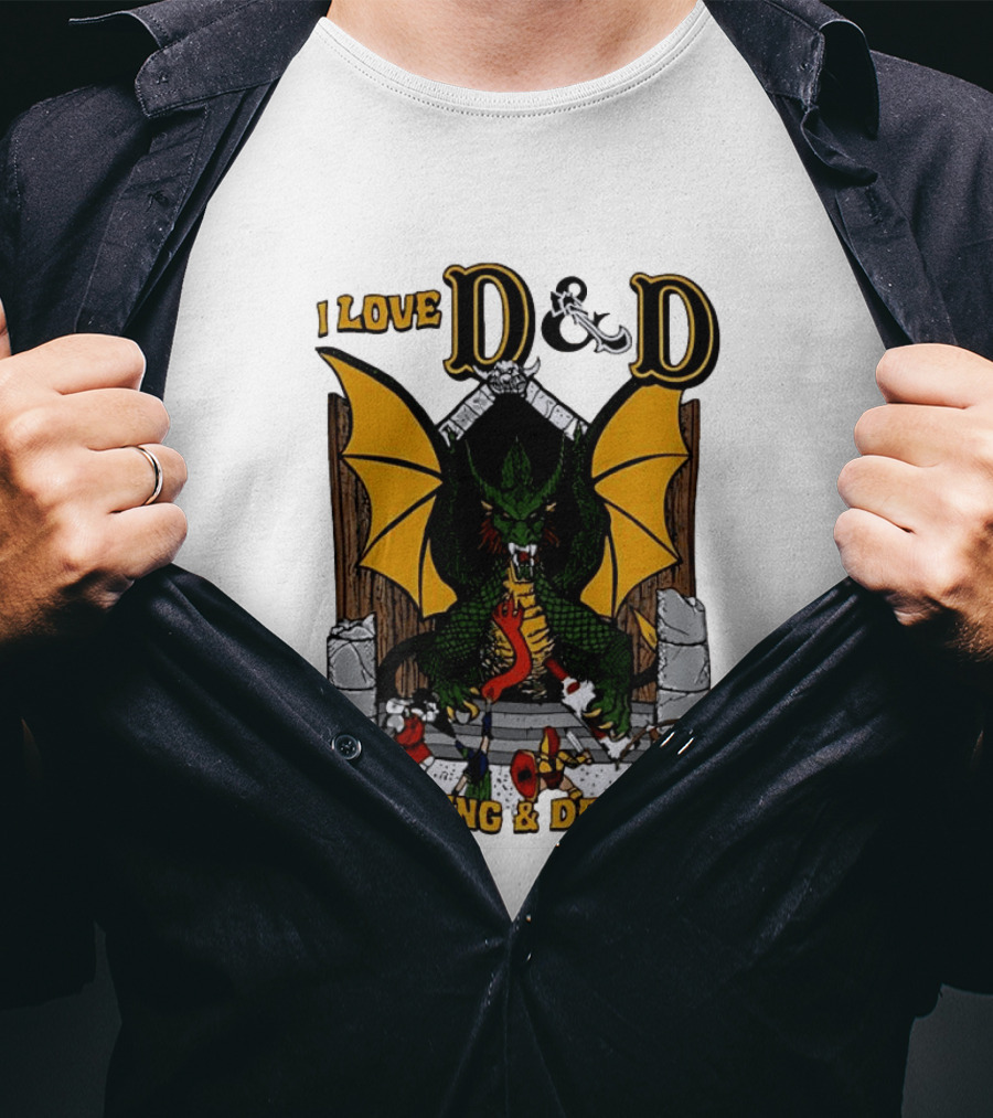 I Love D&D Drinking And Driving Dungeons And Dragons Dragon Fantasy Adventure T-Shirt