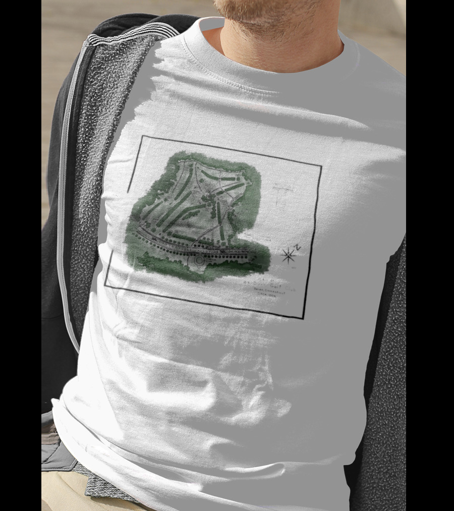 Wee Burn Golf Club Map Darien Connecticut 1904 Historic Course Drawing T-Shirt