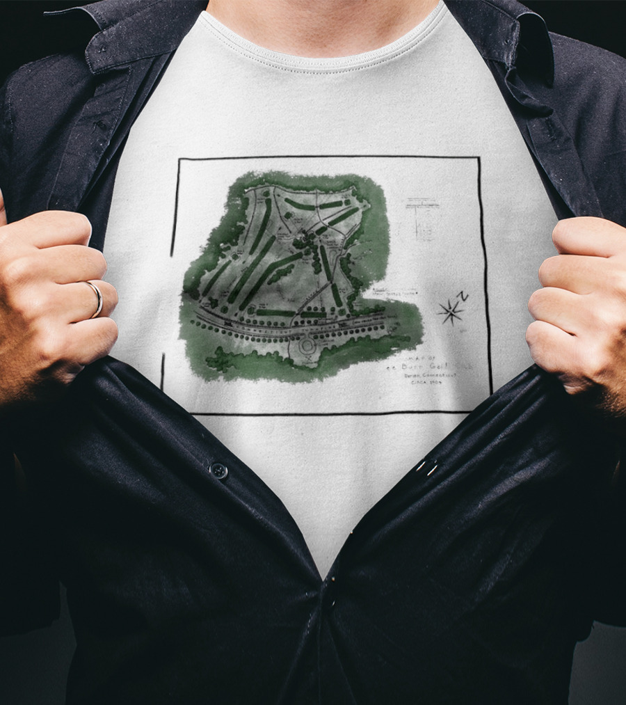 Wee Burn Golf Club Map Darien Connecticut 1904 Historic Course Drawing T-Shirt