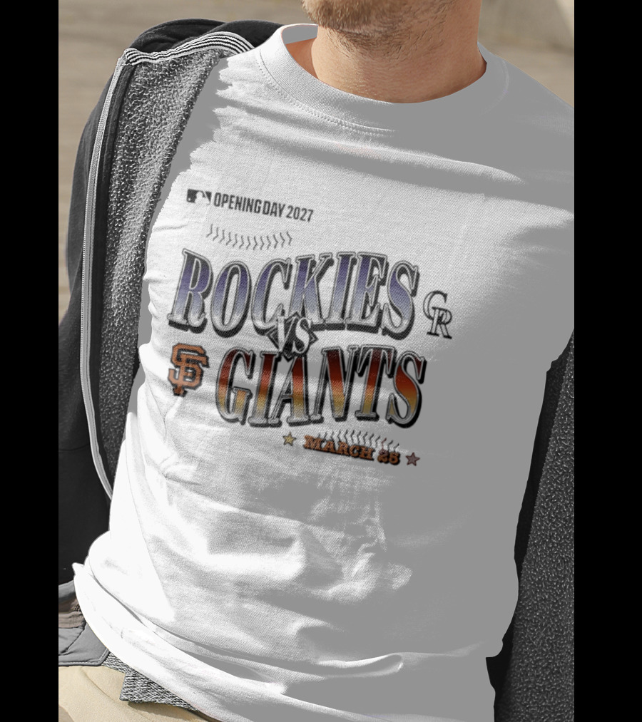 Rockies Vs Giants Opening Day 2027 March 25 Baseball Matchup T-Shirt