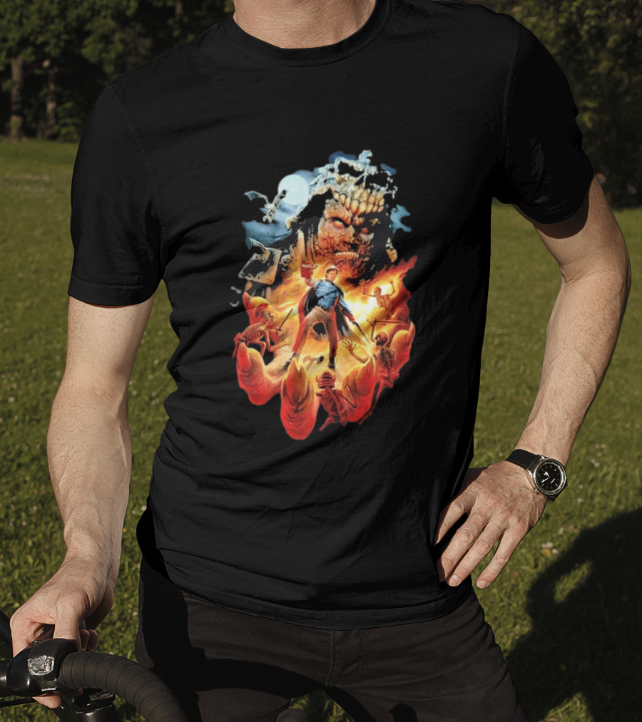 Army Of Darkness Who Wants Some Epic Movie Artwork Battle Scene T-Shirt
