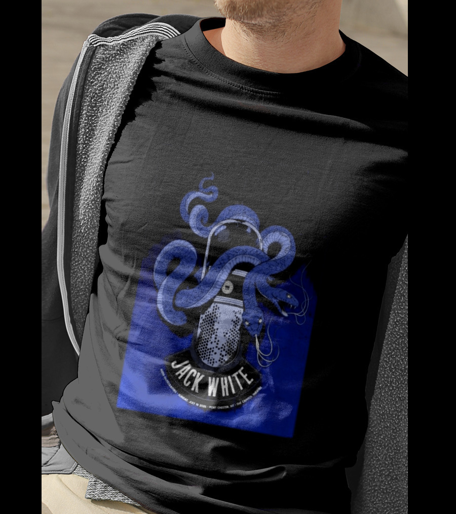 Jack White Tour Port Chester NY Jul 19 2026 Blue Snake Microphone T-Shirt