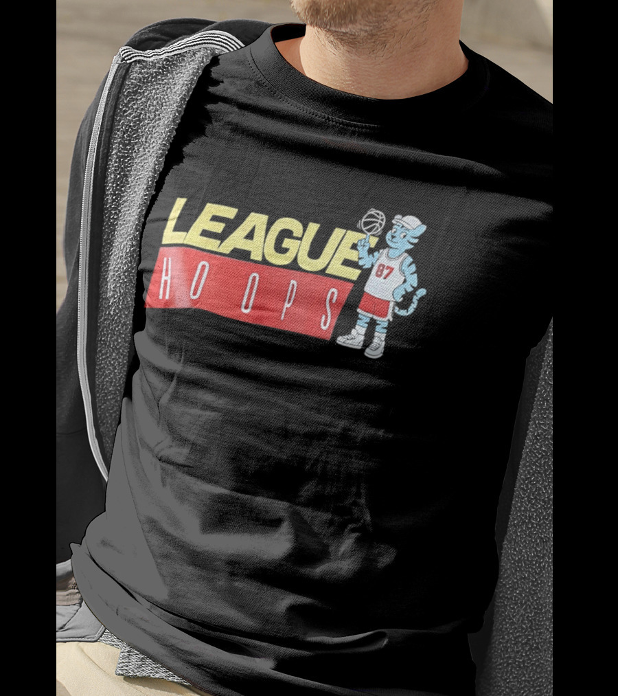 League Hoops Tiger 87 Basketball Cartoon T-Shirt