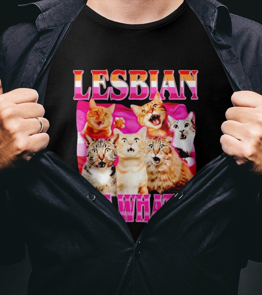 Lesbian Eat What Cats Meme Pride Flag Cats T-Shirt