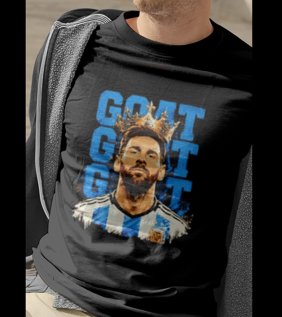 Lionel Messi GOAT Crown Argentina Football Team T-Shirt