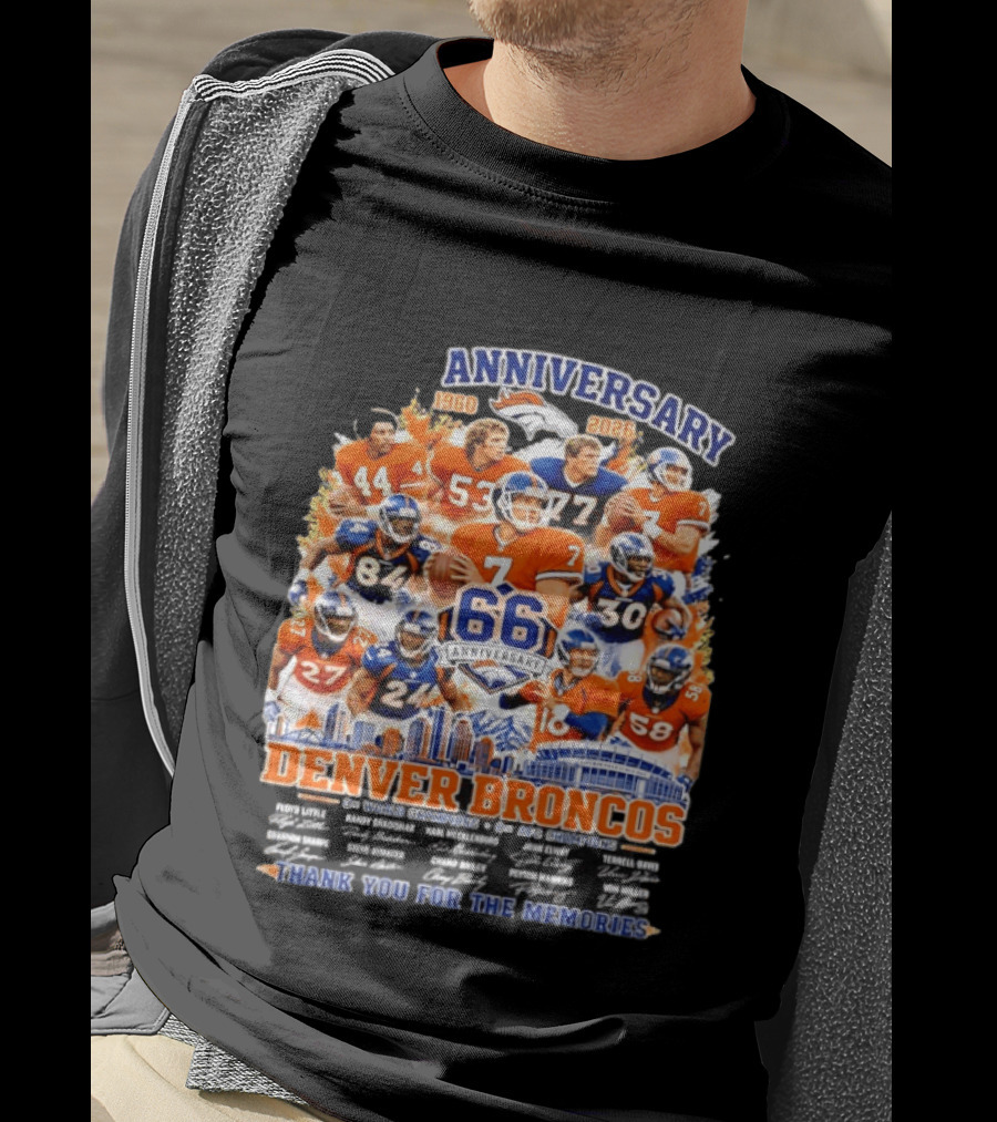 Denver Broncos 66th Anniversary 1960 2026 Thank You For The Memories With Players And Championships T-Shirt