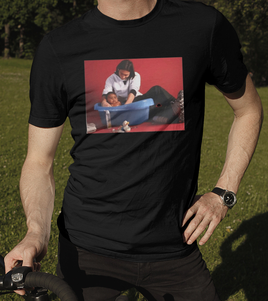 Messi Bathing Baby Lamine Yamal In Blue Tub T-Shirt