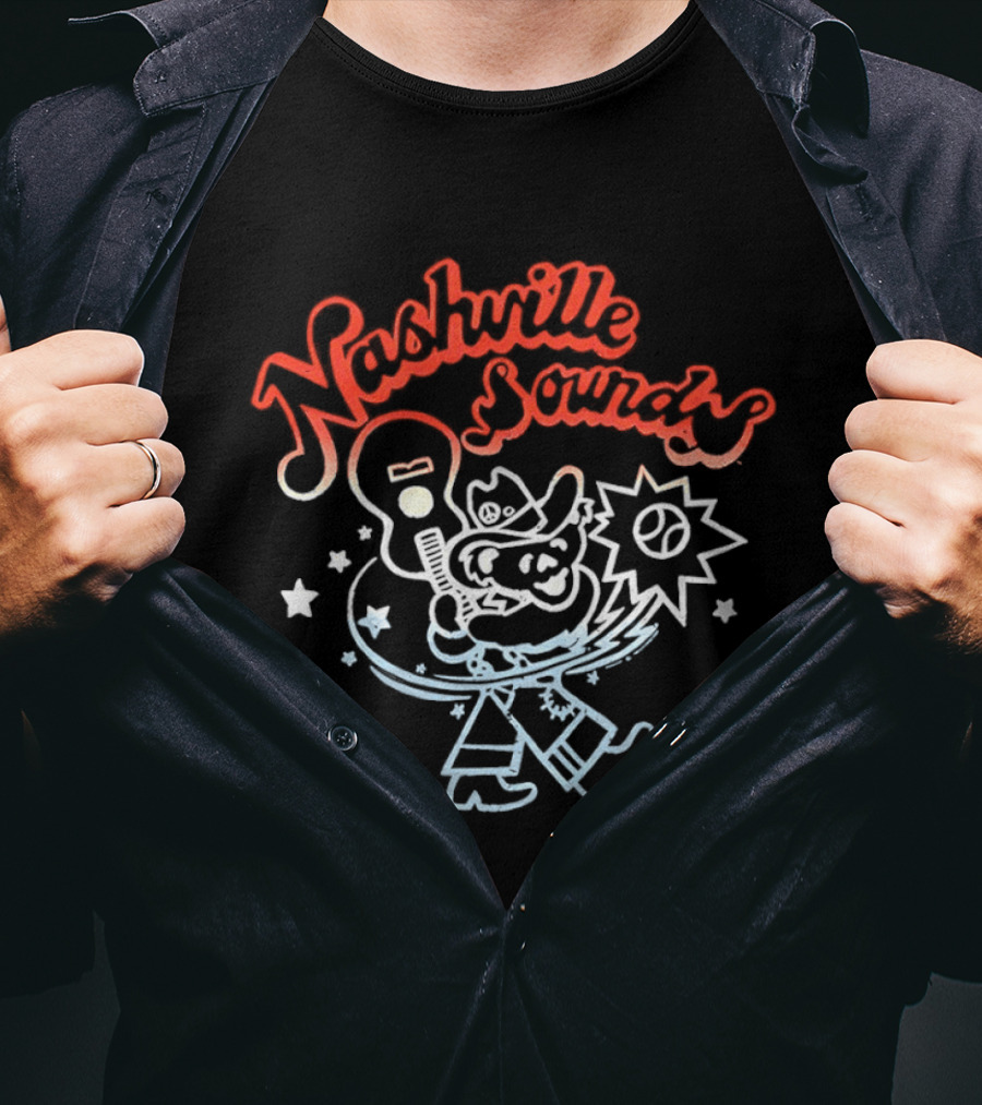 Nashville Sounds Dancing Bear Baseball Bat And Starry Night T-Shirt