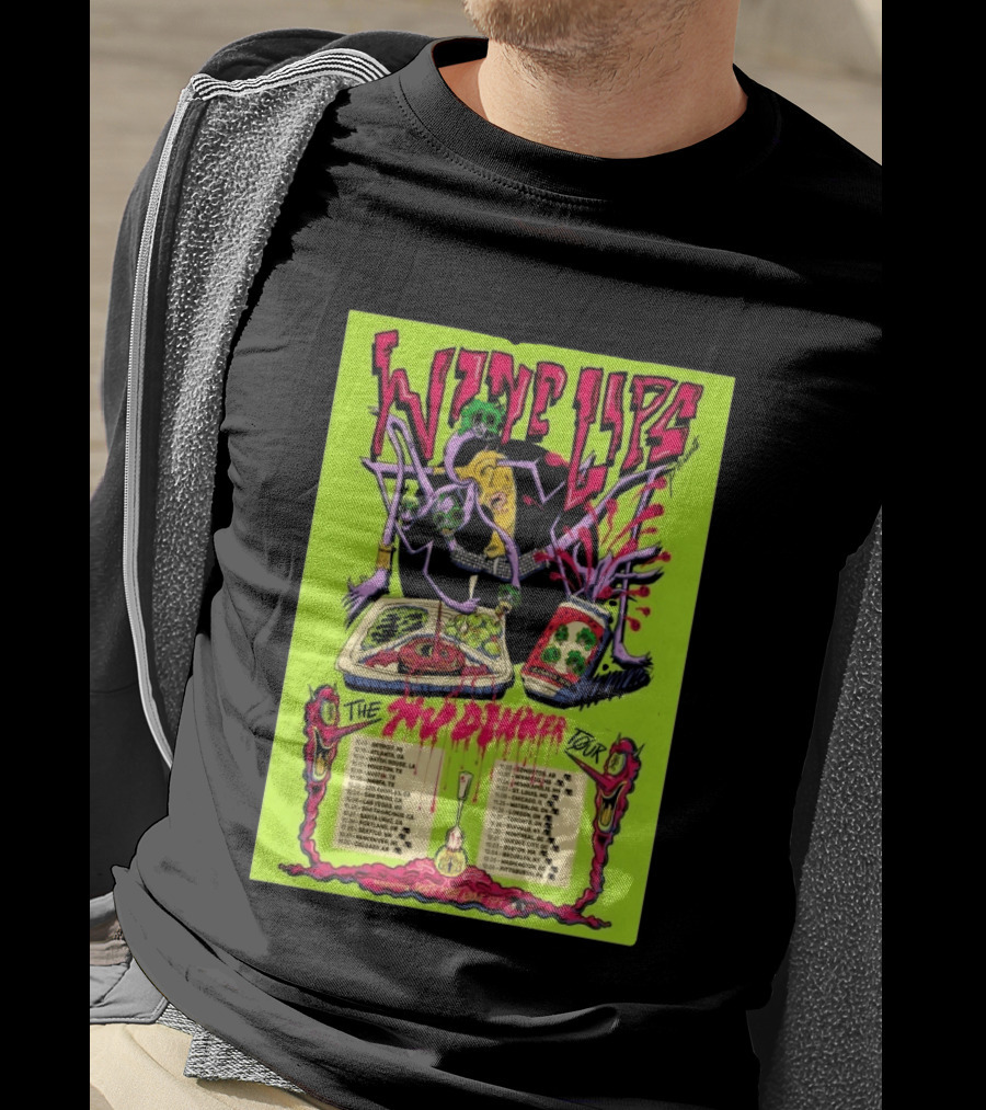 Wine Lips TV Dinner Tour 2026 Canada USA Neon Zombie Concert T-Shirt