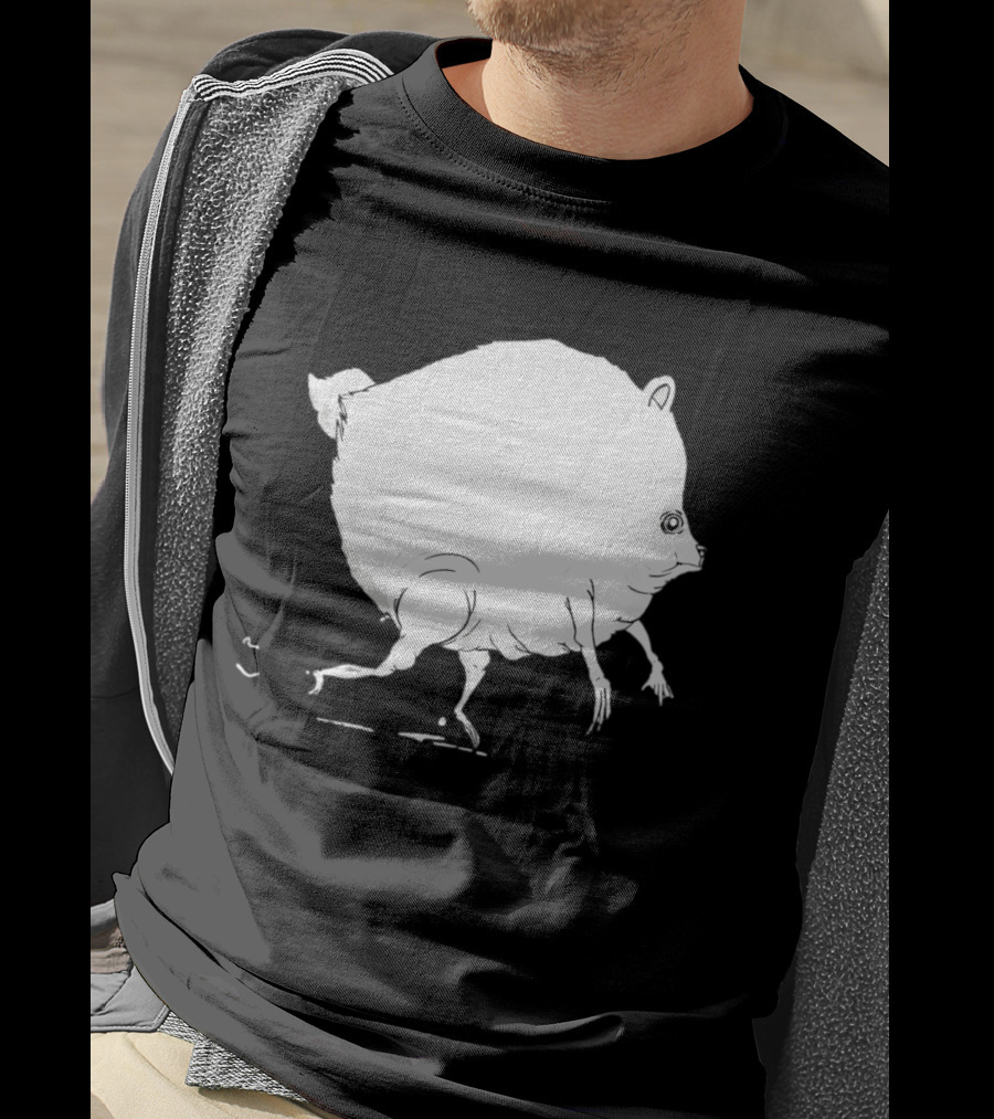 Running Round Hamster Creature Absurd White Quadruped Honesty T-Shirt