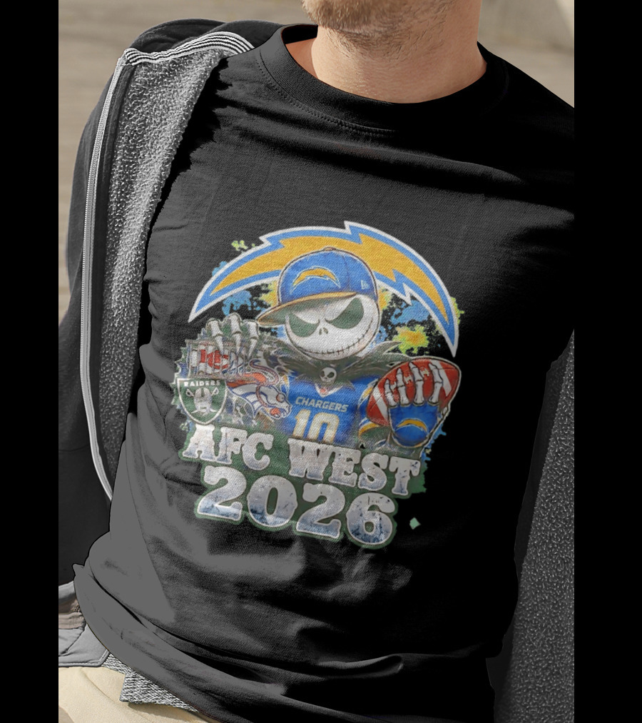 Los Angeles Chargers Jack Skellington Raiders Broncos AFC West 2026 T-Shirt