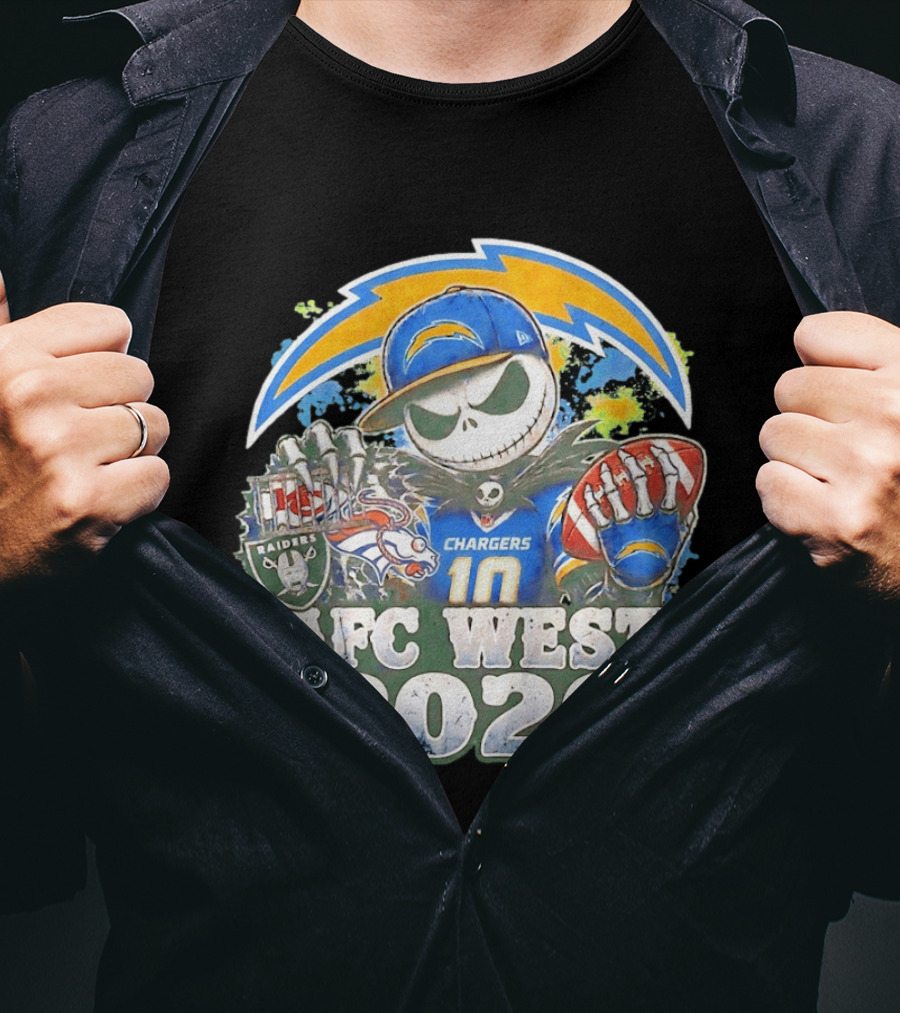 Los Angeles Chargers Jack Skellington Raiders Broncos AFC West 2026 T-Shirt