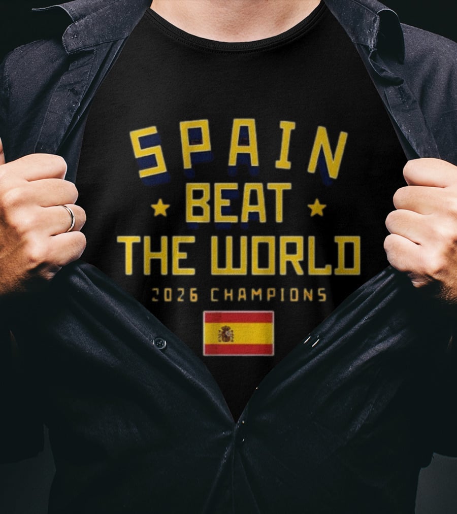 Spain Beat The World 2026 Champions Flag T-Shirt