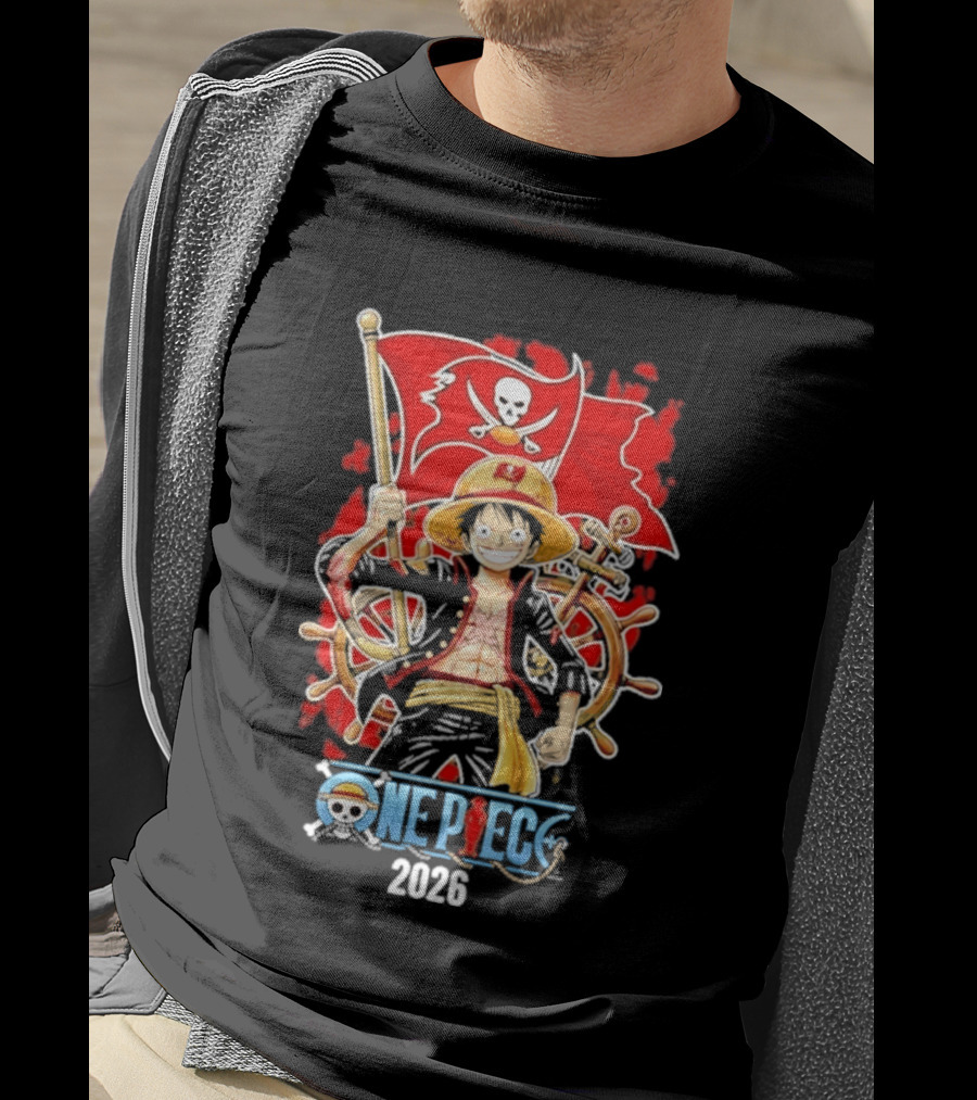 Tampa Bay Buccaneers One Piece Luffy 2026 Pirate Flag Adventure T-Shirt