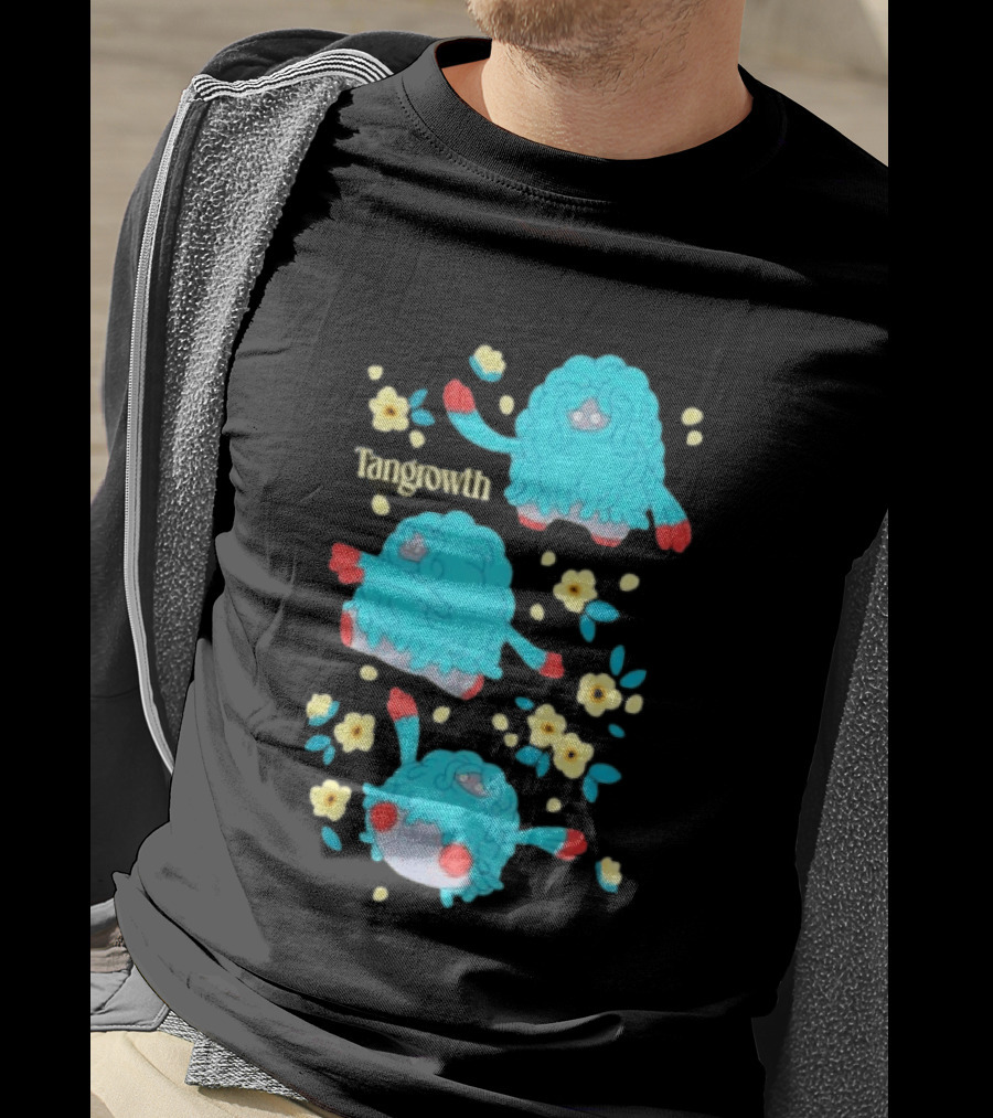 Tangrowth Pokémon Floral Grass Type Yellow Flowers And Blue Vines T-Shirt