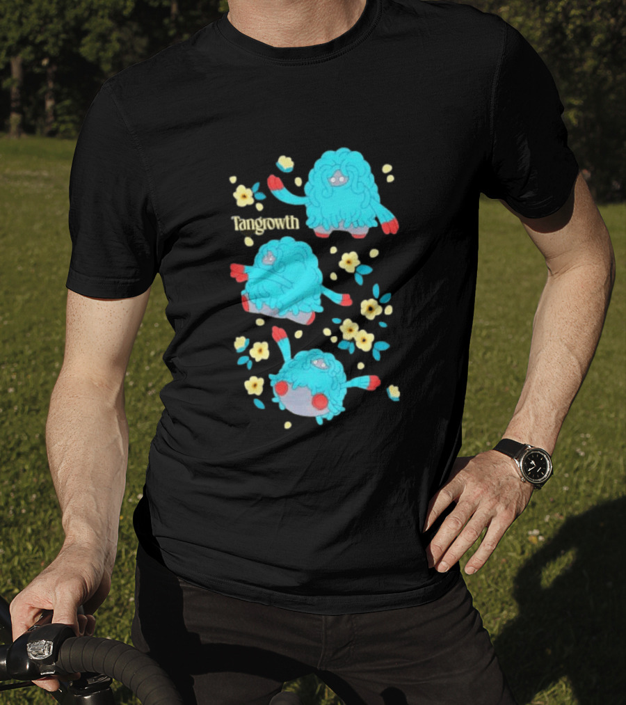 Tangrowth Pokémon Floral Grass Type Yellow Flowers And Blue Vines T-Shirt