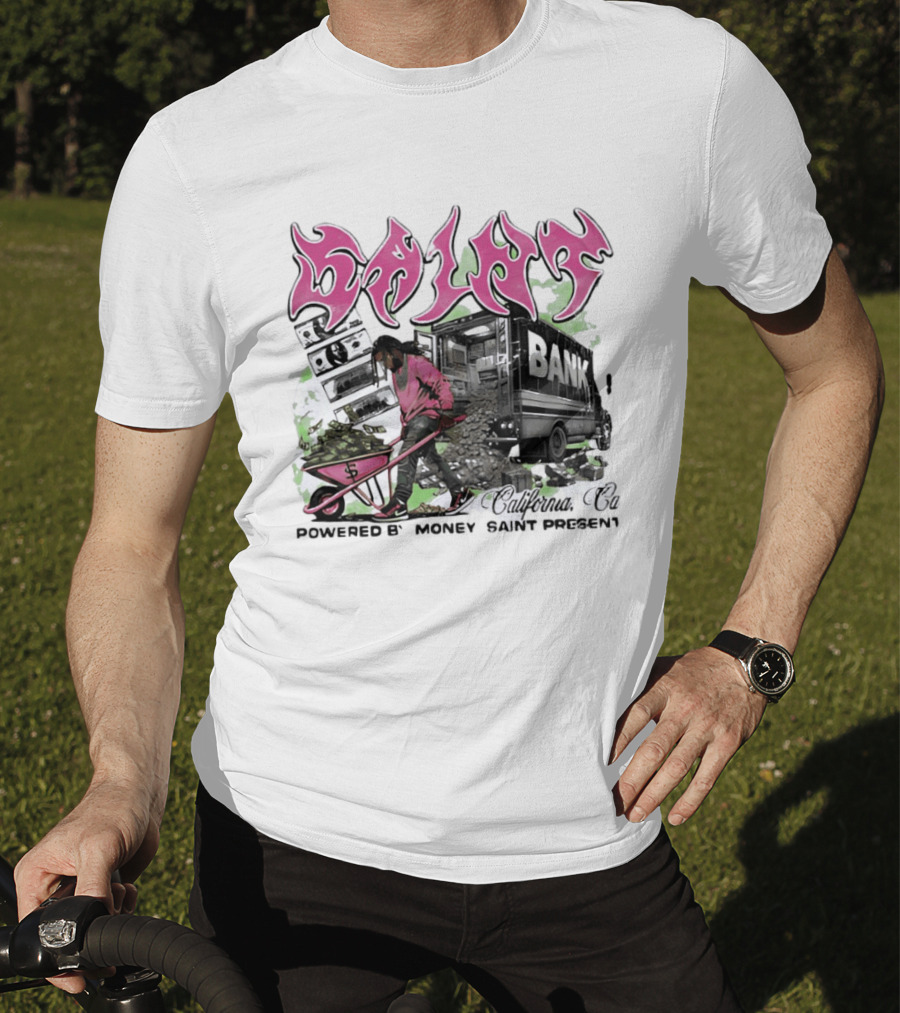 Saint Bank California Co Powered By Money Saint Present T-Shirt