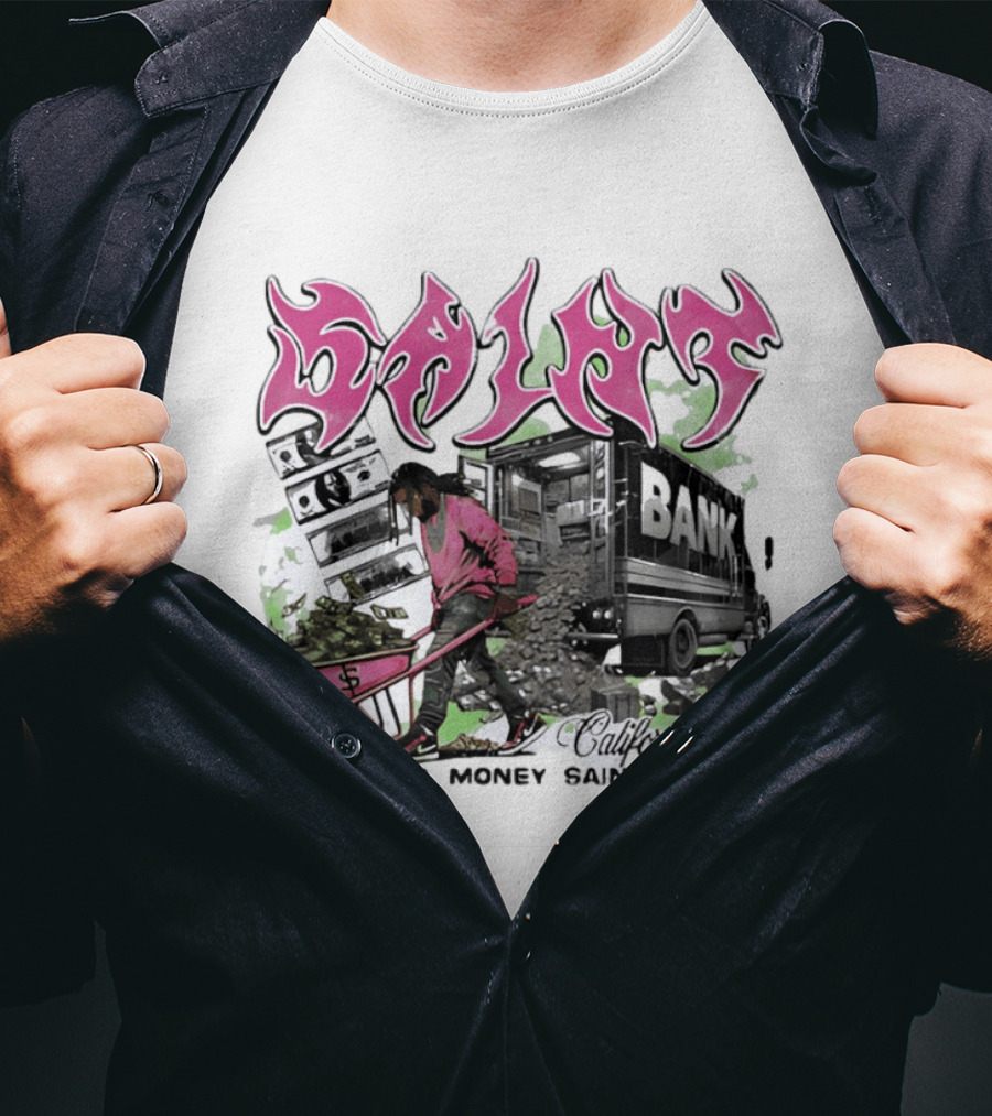 Saint Bank California Co Powered By Money Saint Present T-Shirt