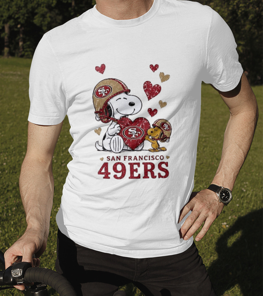 San Francisco 49ers Peanuts Snoopy Love Hearts T-Shirt
