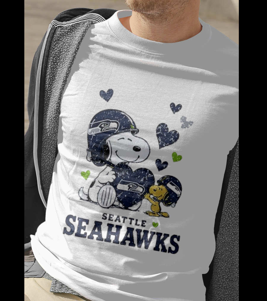 Seattle Seahawks Snoopy Peanuts Love Laughter Hearts T-Shirt