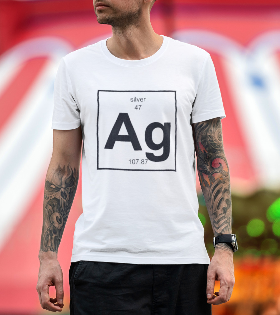 Silver Periodic Table Element Ag 47 Atomic Number 107.87 Chemistry T-Shirt