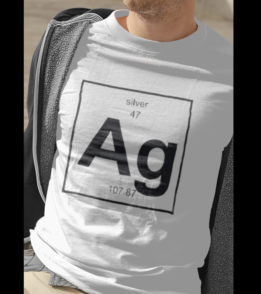 Silver Periodic Table Element Ag 47 Atomic Number 107.87 Chemistry T-Shirt
