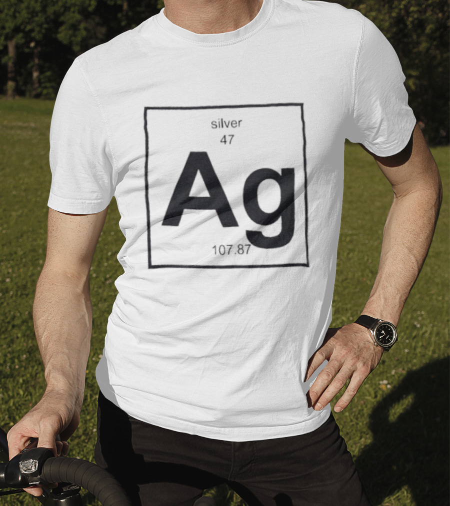 Silver Periodic Table Element Ag 47 Atomic Number 107.87 Chemistry T-Shirt