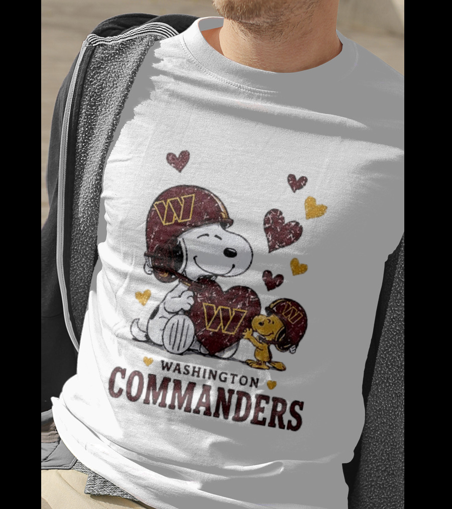 Washington Commanders Peanuts Snoopy Woodstock Love Laughter Hearts T-Shirt