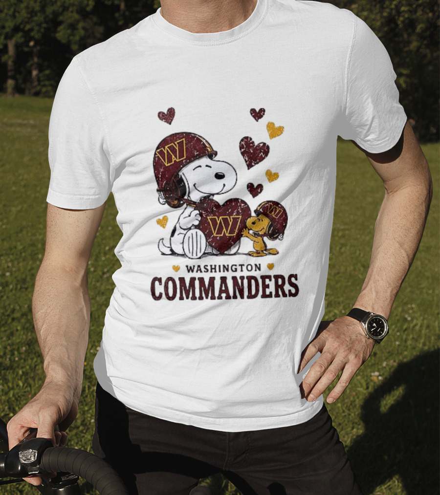 Washington Commanders Peanuts Snoopy Woodstock Love Laughter Hearts T-Shirt