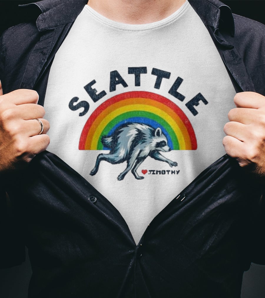 Seattle Jimothy Rainbow Pride 2026 Raccoon Heart T-Shirt