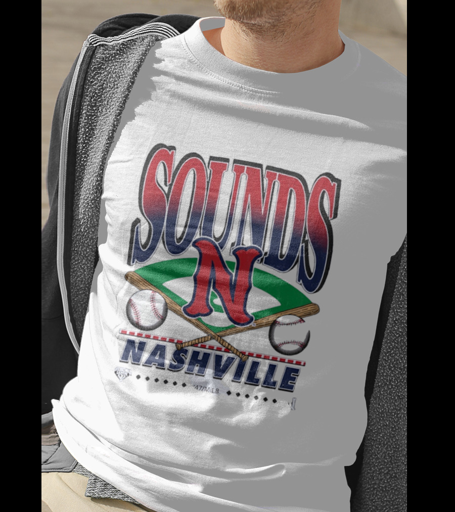 Nashville Sounds MiLB Baseball Team Logo With Bat And Ball T-Shirt
