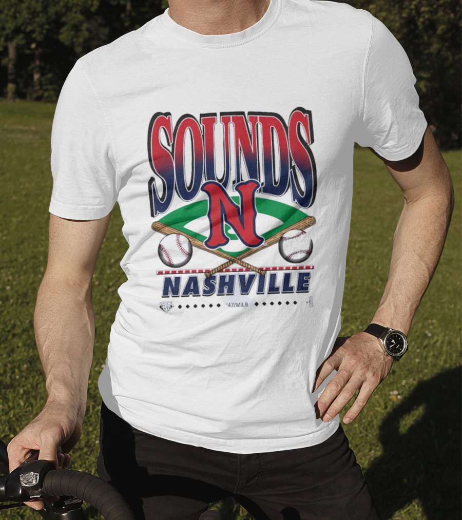 Nashville Sounds MiLB Baseball Team Logo With Bat And Ball T-Shirt